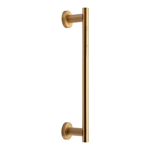 V2057 336-SB • 336mm • Satin Brass • Heritage Brass Pedestal Pull Handle On Concealed Fixing Roses